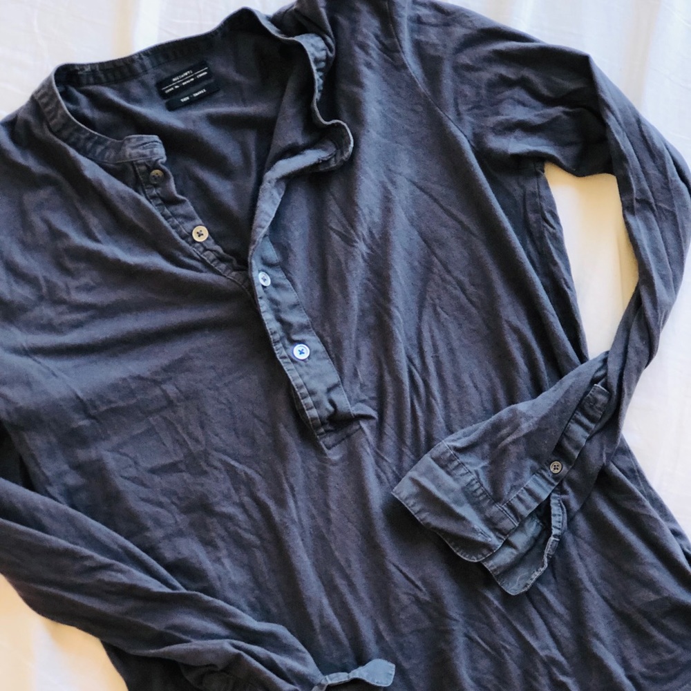 AllSaints Ultra Soft Buttondown Long Sleeve Henley